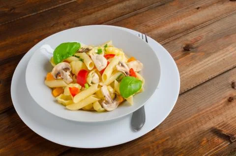 Pasta with chicken Stock Photos