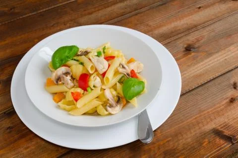 Pasta with chicken Stock Photos