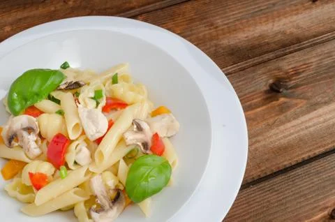 Pasta with chicken Stock Photos