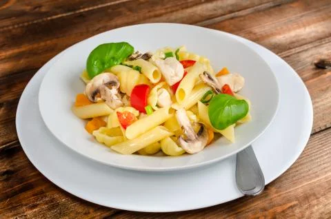 Pasta with chicken Stock Photos