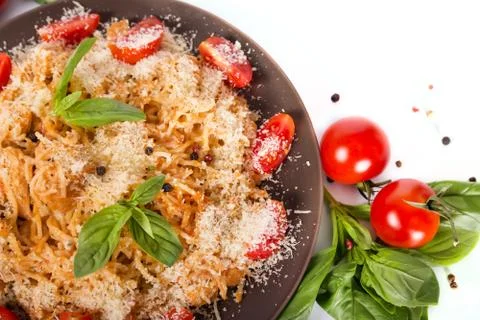 Pasta with chicken Stock Photos