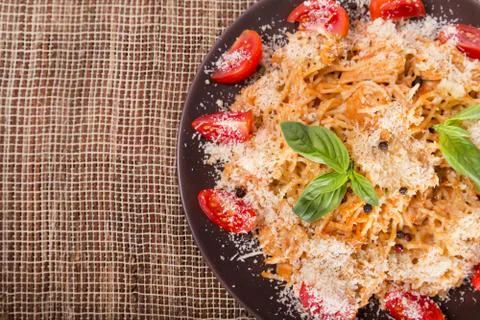 Pasta with chicken Stock Photos