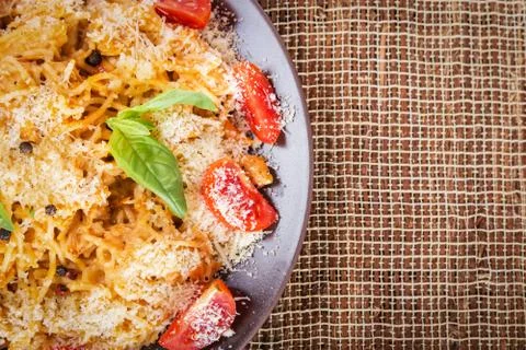 Pasta with chicken Stock Photos
