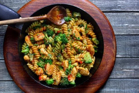 Pasta with chicken Stock Photos