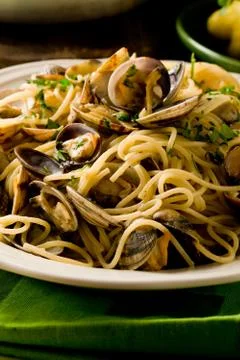 Pasta with clams Stock Photos