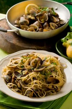 Pasta with clams Stock Photos