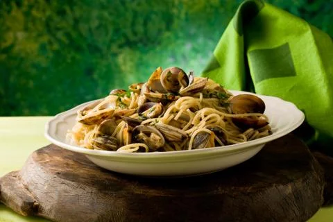 Pasta with clams Stock Photos