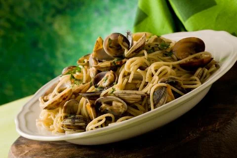 Pasta with clams Stock Photos