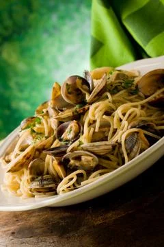 Pasta with clams Stock Photos