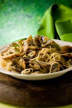 Pasta with clams Stock Photos