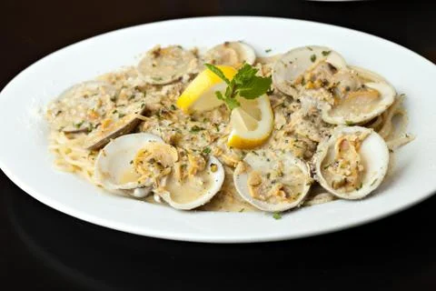 Pasta with Clams Stock Photos