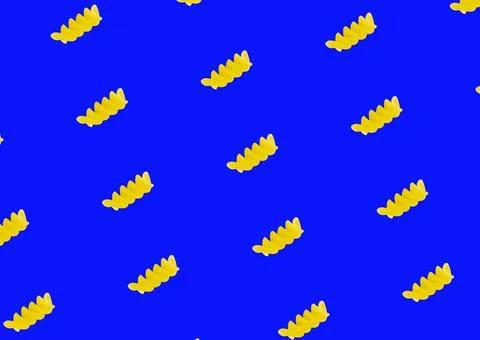 Pasta close-up on a blue background, background with food, macro photography Ilustração Stock