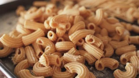 Pasta Closeup of process of making cooking Penne pasta Stock Photos