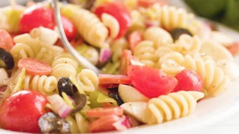 Pasta Closeup of process of making cooking Penne pasta Stock Photos