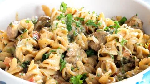 Pasta Closeup of process of making cooking Penne pasta Stock Photos