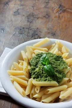 Pasta col pesto Foto stock