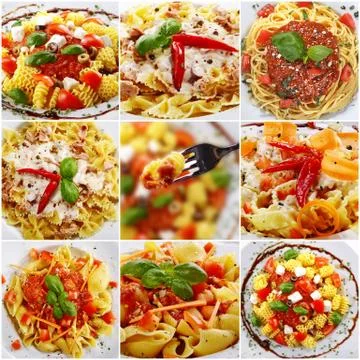Pasta collage Stock Photos