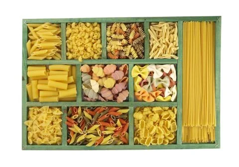 Pasta collection in box Stock Photos