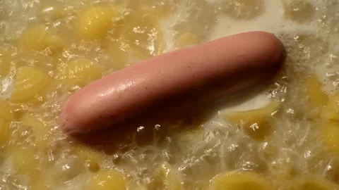 Pasta conchiglie with sausage Stock Footage 276583311