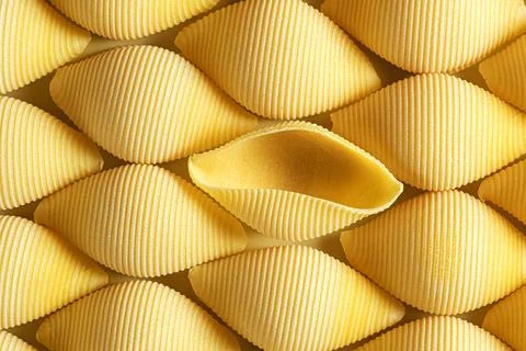 Pasta conchiglioni pattern. Abstract creative food background. top view Stock Photos