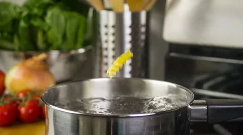 Pasta Cooking Falling Slow Motion Video stock 65430602