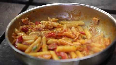 Pasta cooking in pan Stock Footage 74961481