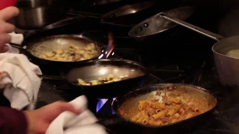 Pasta Cooking Restaurant Kitchen 4 Stock Footage 79044231