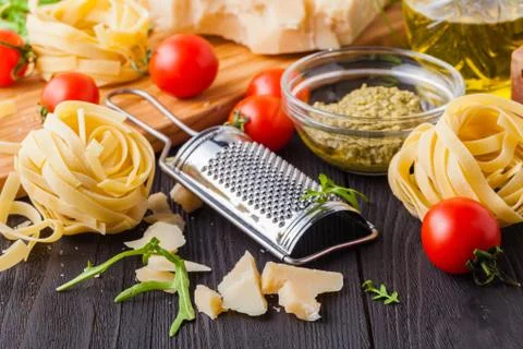 Pasta on cutting board Stock Photos