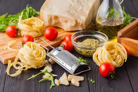 Pasta on cutting board Stock Photos