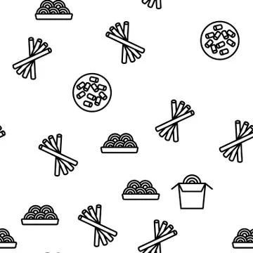 Pasta Dish Gastronomy Vector Seamless Pattern Stock Illustration