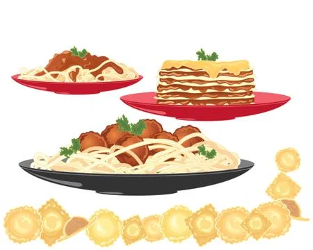 Pasta dishes Stock Illustration