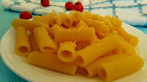 Pasta with drops ketchup Stock Footage 89713022