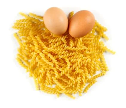 Pasta with eggs Stock Photos