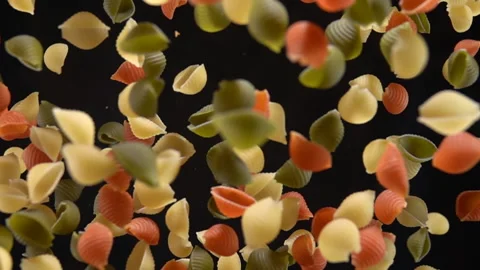 Pasta explosion on black background 500 fps Видео 152788549