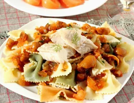 Pasta with fish Stock Photos