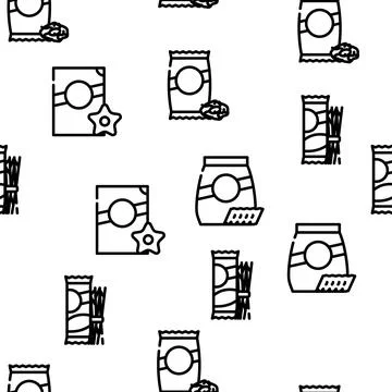Pasta Food Package Vector Seamless Pattern Stock Illustration