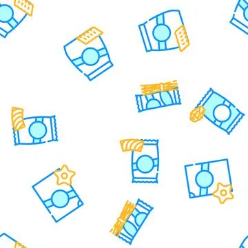 Pasta Food Package Vector Seamless Pattern Illustrazione stock