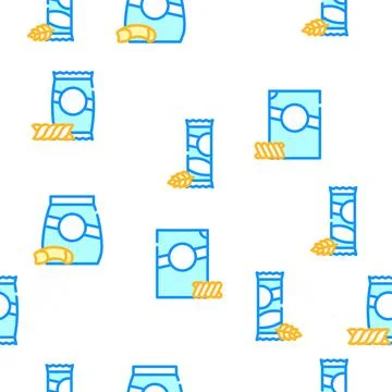 Pasta Food Package Vector Seamless Pattern Stock Illustration