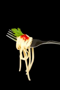 Pasta on a fork Stock Photos