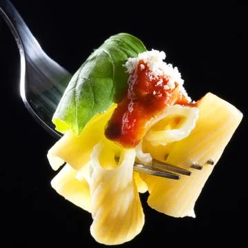 Pasta on fork Stock Photos