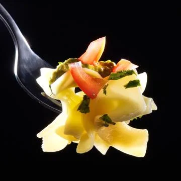 Pasta on fork Foto stock