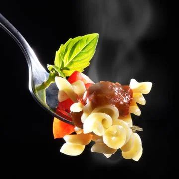 Pasta on fork Stock Photos