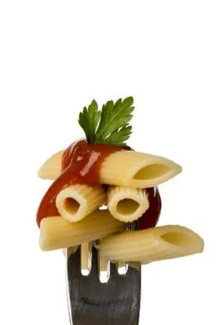 Pasta on fork Stock Photos