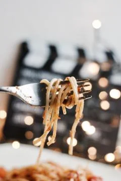 Pasta on a fork Foto stock