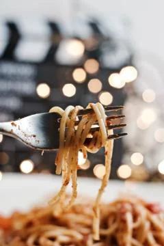 Pasta on a fork Stock Photos