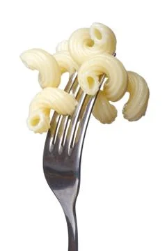Pasta on fork on white Stock Photos