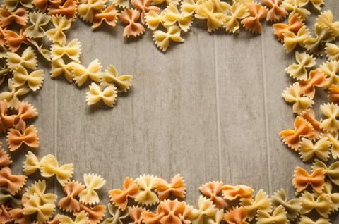 Pasta frame on gray background Stock Photos