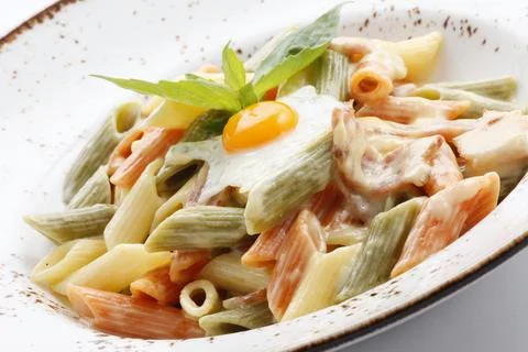 Pasta fried egg Stock Photos