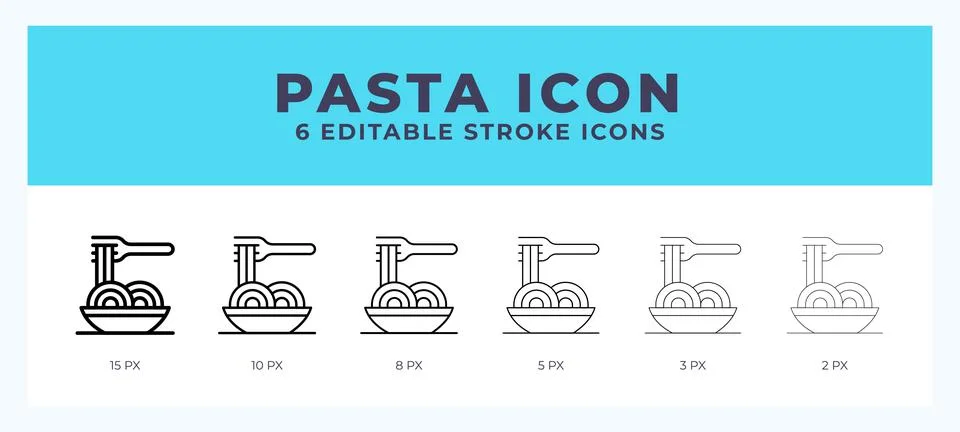 Pasta icon symbol. Isolated. Vector illustration with editable stroke. Stock Illustration