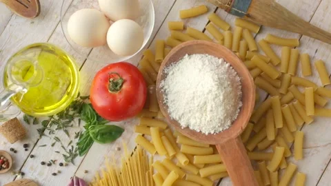 Pasta ingredients Stock Footage 136191243